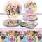 Zempertoopa - Vaisselle princesse, rose et multicolore, 20 pièces, pour 10 invités, motif princesse, qualité supérieure, durable, lavage à la main, décoration d'anniversaire