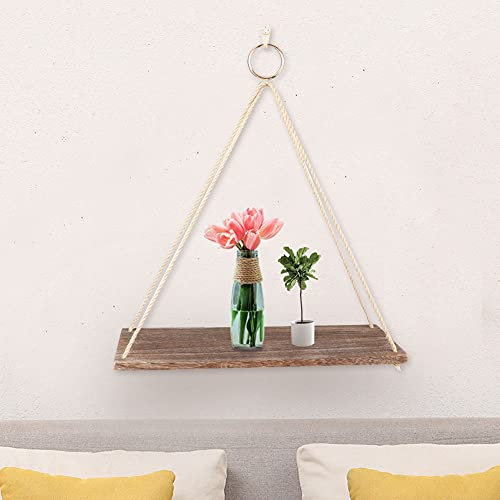 Qukaim Estante colgante de madera para macetas, soporte para macetas, para colgar en la pared, para balcón y jardín, marrón, 180 cm