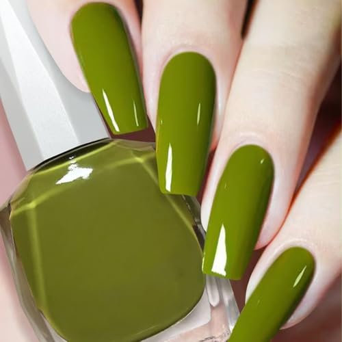 Glitter Nail Polish, Green Nail Varnish, Diamond Glitter Quick Dry Nail Polish No UV Lamp Curing, Long Lasting, Chip Resistant, Non-Toxic, Quick Drying, Salon Manicure, At Home Manicure (38#Avocado)