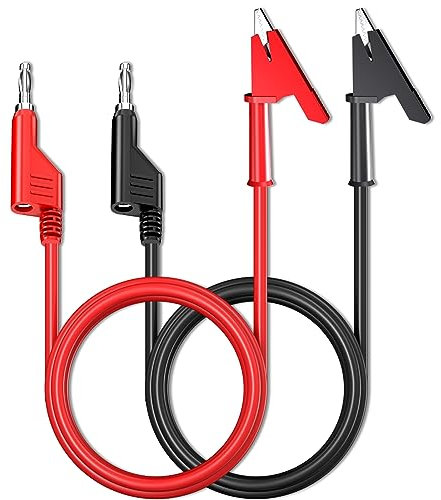 Cleqee 4mm stapelbare Bananenstecker zu Krokodilklemmen Messleitungen Flexibles Kabel Draht 2 Stück Rot Schwarz 6,56ft/2m für Multimeter Elektrische Prüfung