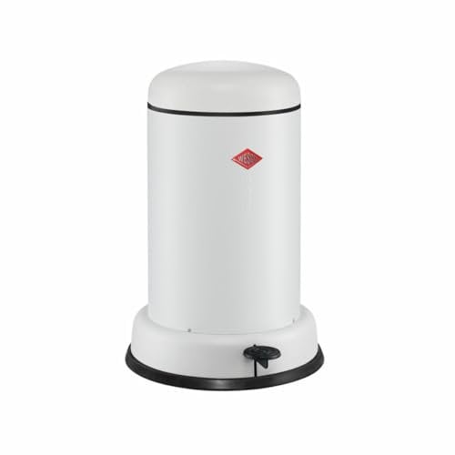 WESCO 134331-74 Baseboy 15 Abfalleimer in WEISS MATT mit 15 Liter Abfallvolumen und Fußtritt/Treteimer/Mülleimer