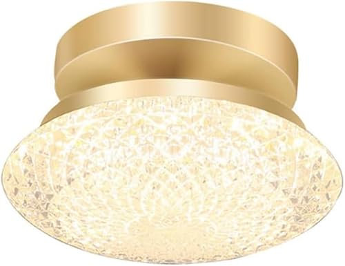 Plafonnier LED Moderne en Acrylique doré pour Couloir, Montage encastré, intensité Variable, Proche du Plafond, éclairage Rond en Faux Cristal pour Cuisine, Chambre à Coucher, Salle de Bain, entrée,
