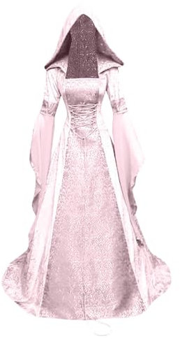 Générique Robe De Soiree Robe Halloween Femme Viking Princesse Robe Noel Pirate Sexy Costume Citrouille Noel Robe Femme Mode Automne Deguisement Idee Cadeau Femme Rose 5XL