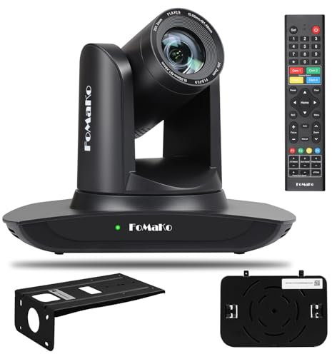 FoMaKo AI Auto Tracking HDMI PTZ Camera 20x Optical Zoom IP USB3.0 HDMI PTZ Camera for Church Services Worship Education, PoE 1080P60 FMK12UH Pro(20x)-B Black