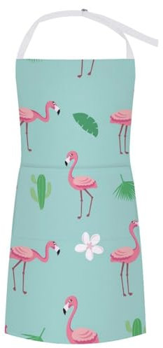 NYKVTG Delantal De Cocina Flamenco Delantal De Barbacoa Impermeable Con Bolsillos Para Hombre Mujer 70×80cm