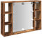 vidaXL Spiegelschrank mit LED-Leuchten Altholz-Optik 76x15x55 cm, LED Spiegelschrank, Wandschrank, LED-Badspiegel, Spiegelschrank Bad, Spiegelregal