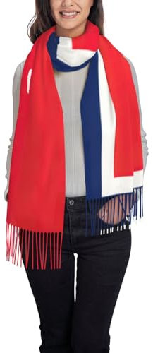 UVBDF Damen-Schal mit norwegischer Flagge, superweich, klassisch, Kaschmir, mit Fransen für Frühling, Herbst, Winter, Schwarz , Einheitsgröße