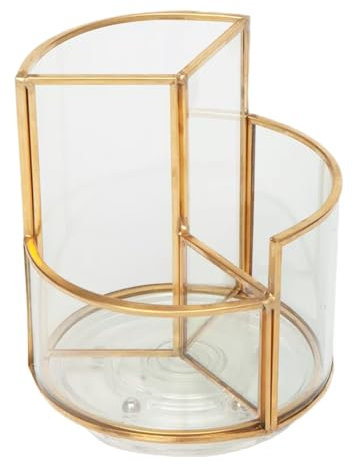 AIMIAO Rangement pour Pinceaux de Maquillage, Support pour Pinceaux de Maquillage en Verre Rotatif à 360°, Organisateur de Rangement pour Pinceaux, Eye-liner, Rouges à lèvres, Mascara