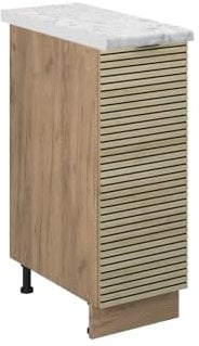 Vicco Apothekerschrank Fame-Line, Eiche Paneel, 30 cm, AP Marmor