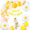 Gänseblümchen Geburtstag Luftballons Set, 44Stück Gelbe Luftballons Girlande Kit,Gänseblümchen Folienballons mit Happy Birthday Girlande für Hochzeit Geburtstag Mädchen Babyparty Verlobung