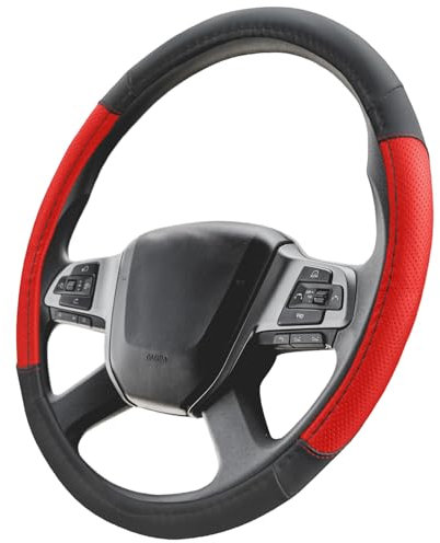 Upgrade4cars LKW Lenkradbezug 44-46 cm in Rot | Lenkradschoner Universal | Lenkradhülle für Sommer & Winter | Autozubehör Innenraum Deko