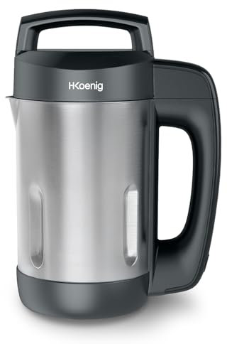 H.Koenig Blender à Soupe Chauffant 1.1L MXC20 Inox Noir, Multifonctions professionnel, Fonction mixage, 2 Programmes de cuisson, 850W