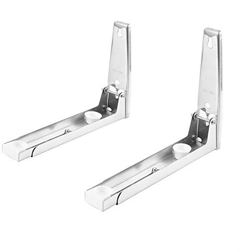 ZJchao Microwave Mounting Kit, Microwave Wall Shelf Stainless Steel Folding Telescopic Microwave Holder Microwave Shelf Microwave Rack for Home Kitchen