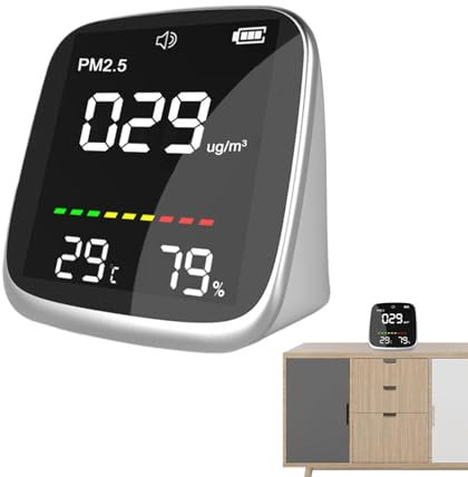 CO2 Detector - Air Quality Monitor | Real-Time Portable LED Digital Display USB Charging PM2.5 Temperature And Humidity With Air Quality Indicators For Home & Office