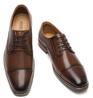Poerkan Herren Business Schnürschuhe, Hohe Qualität Klassische Oxfords, Komfortable Vielzweckige Schuhe, Schwarz & Braun