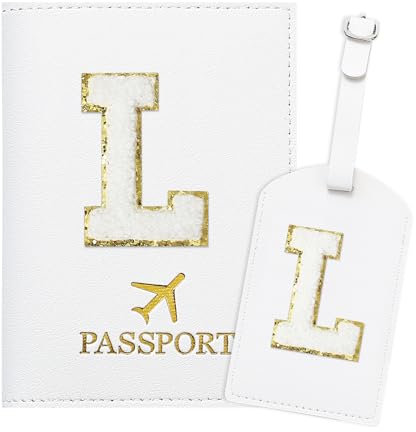 Generisch ZVRSUA Porta Passaporto Bianco ed Etichette per Valigie con Lettere,Custodia Passaporto Italiano da Viaggio per Donne, Accessori Viaggio Regalo per Donna/Adolescenti/Ragazze(L