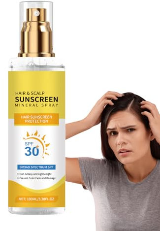 Sonnencreme für Haar und Kopfhaut,100ml Kopfhaut Sonnenspray SPF 30 - Farbeschützender Solarblocker für Freizeit Reise Outdoor