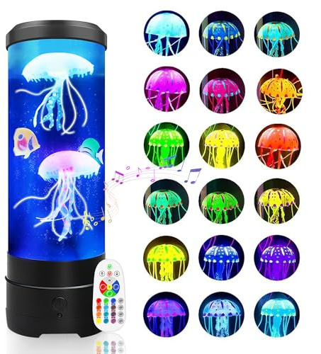 BravSco Jellyfish Lamp With Bluetooth Speaker, 17 Colors Changing & 4 Lighting Modes Jelly Fish Light Lamp, USB Powered Jellyfish Decor Light, Christmas Halloween Gifts for Teen Room Decoration, Black