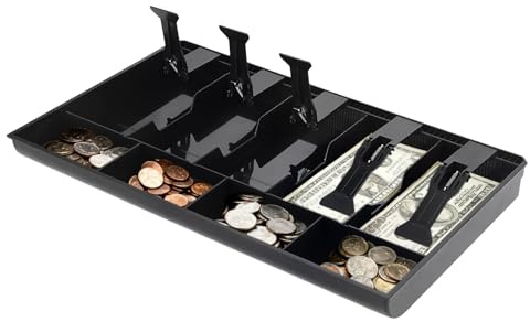 Cash Register Drawer Insert Tray 5 Bill 4 Coin, Safe Case Box Money Tray Insert Storage Organizer Drawer for Supermarkets Shops Hotels Commercial Currency Register Black (5 Bill 4 Coin)