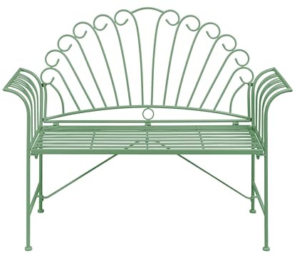 Beliani Garden Bench Vintage Metal Flared Armrests 2 Seater Green Cavinia