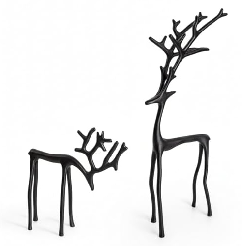Generisch Rentier-Figuren als stilvolle Weihnachtsdekoration-Moderne Schwarze Metall Fensterbank Deko Innen