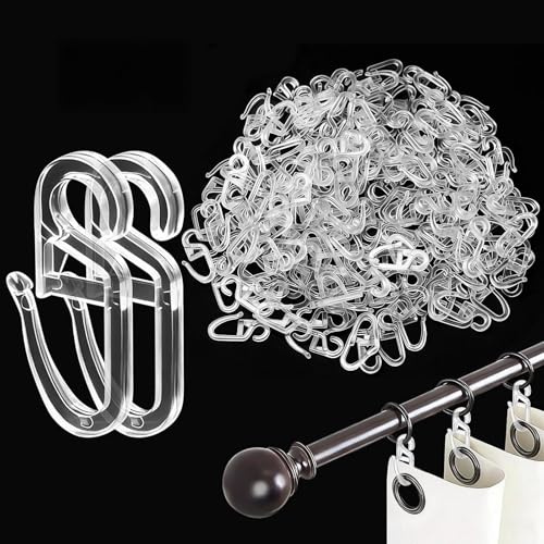 Yonality Gardinenhaken, 130 Stück Überklipshaken mit 6mm Öse, Robust Transparent Faltenlegehaken für Gardinenringe, Vorhang Haken Gardinen Zubehör, für Vorhangstangen und Gardinenstangen