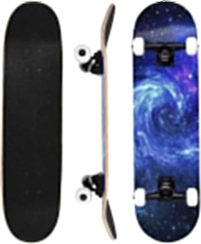 ERNAN Skateboard 31x8 Zoll Komplette für Kinder Jugendliche Erwachsene, komplettes Standard-Skateboards, 7 Schichten Ahorn-Deck, konkaves Skateboard