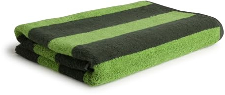 Möve Superwuschel Blockstreifen Duschtuch 80 x 150 cm aus 100% Baumwolle, Cypress/Peridot
