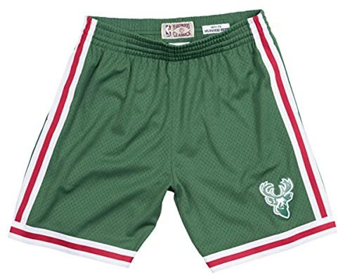 Mitchell & Ness - Milwaukee Bucks Mens NBA Swingman Road 71-72 Shorts, Color Dark Green, Size: Large
