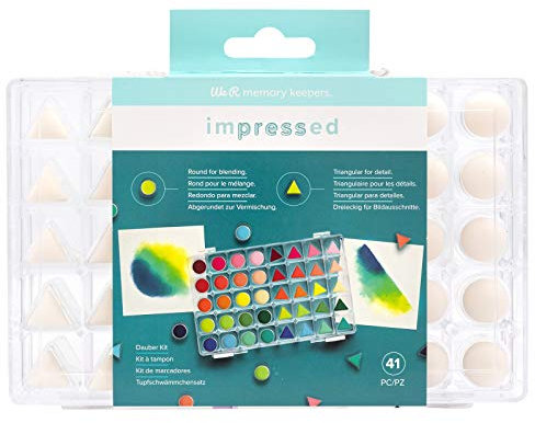 We R Memory Keepers 661021 American Crafts Bedruckter Stamping Kit-Daubers mit Case-Packung mit 41 Stück, bunt, Einheitsgröße