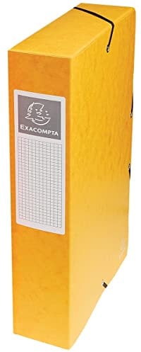 Exacompta - Réf. 50609E - 1 boite de classement avec élastiques Exabox - en carte lustrée 600g/m2 - Dos 6 cm - dimensions 25 x 33 cm - pour documents A4 - couleur jaune - livrée montée