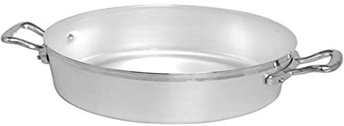 Ollas Baja cazuela Agnelli, Aluminio BLTF, con 2 Asas en Acero Inoxidable, Plata, 24 cm