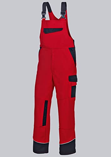BP 1608-559-81-62n Latzhose, Stretch-Hosenträger mit Clipbefestigungen, 245,00 g/m² Stoffmischung, rot/schwarz, 62n