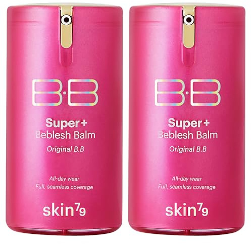 SKIN79 Super Plus Beblesh Balm Pink BB Cream 40g, 2 Pack, US Version K Beauty Flawless Radiant Base Foundation Makeup Blemish Cover Tinted Moisturizer Pink 21 color