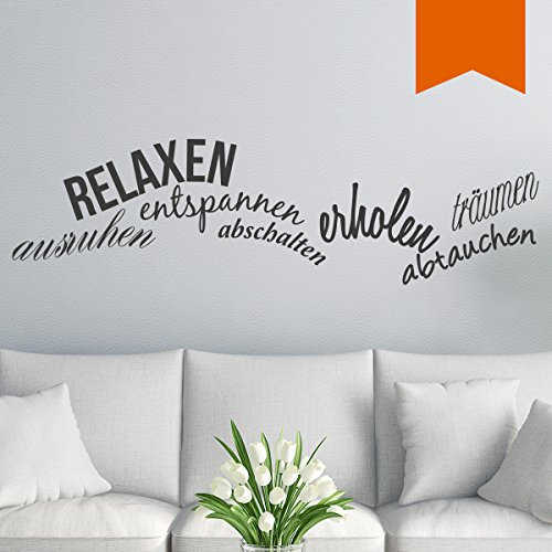 WANDKINGS Wandtattoo RELAXEN, entspannen, abschalten, abtauchen, ausruhen, erholen, träumen 60 x 16 cm orange - erhältlich in 33 Farben
