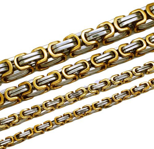 Soul-Cats Set Königskette Halskette aus Edelstahl in Gold/Silber, Länge: 55 cm, Stärke: 5 mm und Armband, Länge: 22 cm