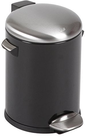 EKO Belle Deluxe Step Bin 5L, Metal, Black, 27.2 x 23.7 x 30 cm