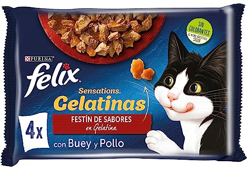 Felix - Sensations Fleisch in leckeren Gelatinas Sortiment Umschläge 4 x 100 g - 400 g