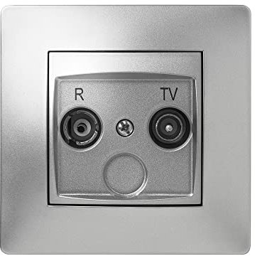 FAMATEL – Toma R-TV | Enchufe de empotrar | Serie Habitat 15 | Fácil instalación | Alta estanqueidad del producto | Libre de hálogenos | Aluminio