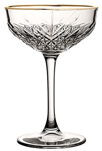 Utopia Timeless Vintage Coupe Glasses Gold Rim 9.5oz / 270ml - Case of 12 - Vintage Glassware