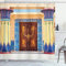 ABAKUHAUS ägyptisch Duschvorhang, Ägypten Gebäude, Stoffliches Gewebe Badezimmerdekorationsset mit Haken, 175 x 240 cm, Gleb Braun Violett
