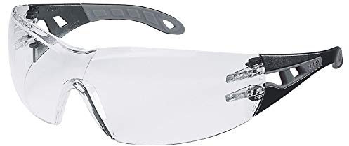 uvex o_9192282_4031101560298 Pheos S Schutzbrille-Supravision Extreme-Transparent/Schwarz-Grau, Einheitsgröße