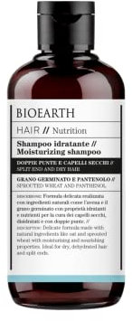 Bioearth Haare 2.0 Shampoo Feuchtigkeitscreme für Trockenes Haar E mit Doppelt Tipps 250 ML - 1 Confezione da 250 ml