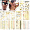 Konsait 12 Blätter Festival Tattoos Gold Metallic Temporäre Tattoos Erwachsene, 150+ Flash Goldene Tattoo Aufkleber Klebetattoos Erwachsene Frauen Mädchen Festival Accessoires