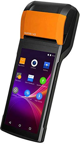 SUNMI V2 PDA Mobiles Zahlungsterminal mit integriertem Drucker, Android 7.1, Touchscreen, 4G, Bluetooth, WLAN, Orange