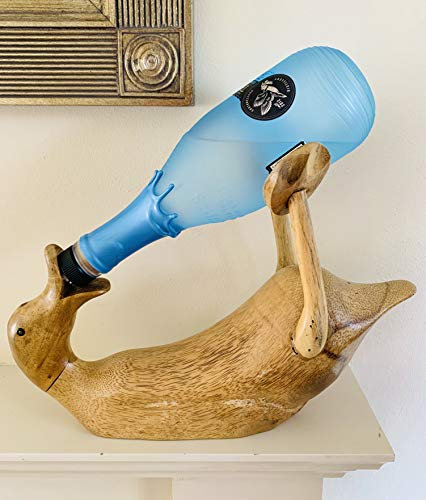 My Family House Drinking Duck Bottle Holder Gin Bottle Stand Hand Carved Fair Trade Wooden Bamboo Root Sculpture