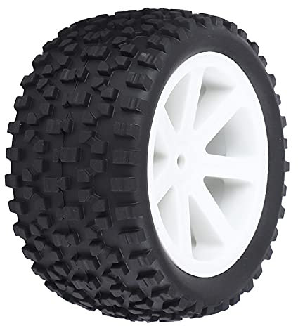 4 Stück 1/10 RC Truck Gummireifen RC Monster Truck Vorder- und Hinterradsatz für Verschiedene Arten von RC Cars(Weiß)