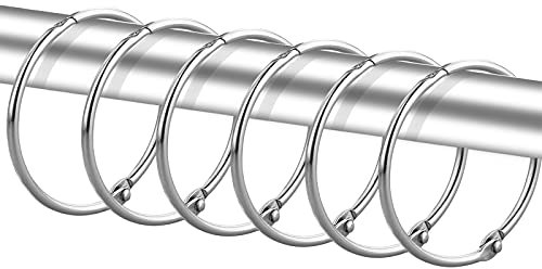 24 Pack Shower Curtain Rings, Rustproof Decorative Shower Curtain Hooks Metal Round Shower Ring Hooks for Bathroom Shower Rod (Stainless Steel)
