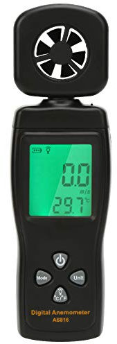 AS816, Mini Digital Anemometer, Handheld Anemometer, 0,3-30 m/s Windgeschwindigkeit Temperatur Luftströmungstester