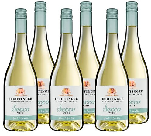 Jechtinger Secco Perlwein weiß - leichte Sekt-Alternative fein-herb, prickelnd, fruchtig und erfrischend - für viele Gelegenheiten (6 x 0,75l)